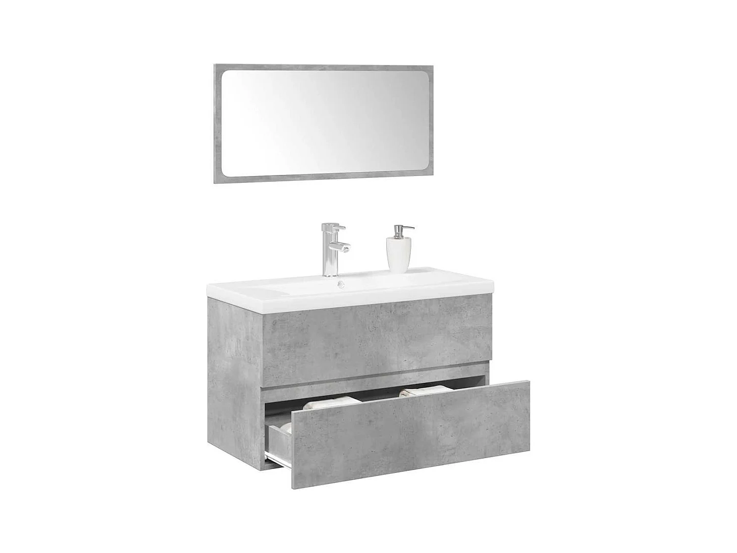Ensemble de meubles de salle de bain 3 pcs gris béton