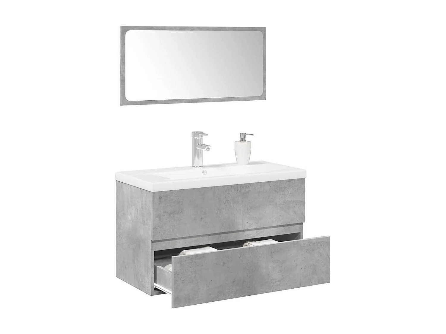 Ensemble de meubles de salle de bain 3 pcs gris béton