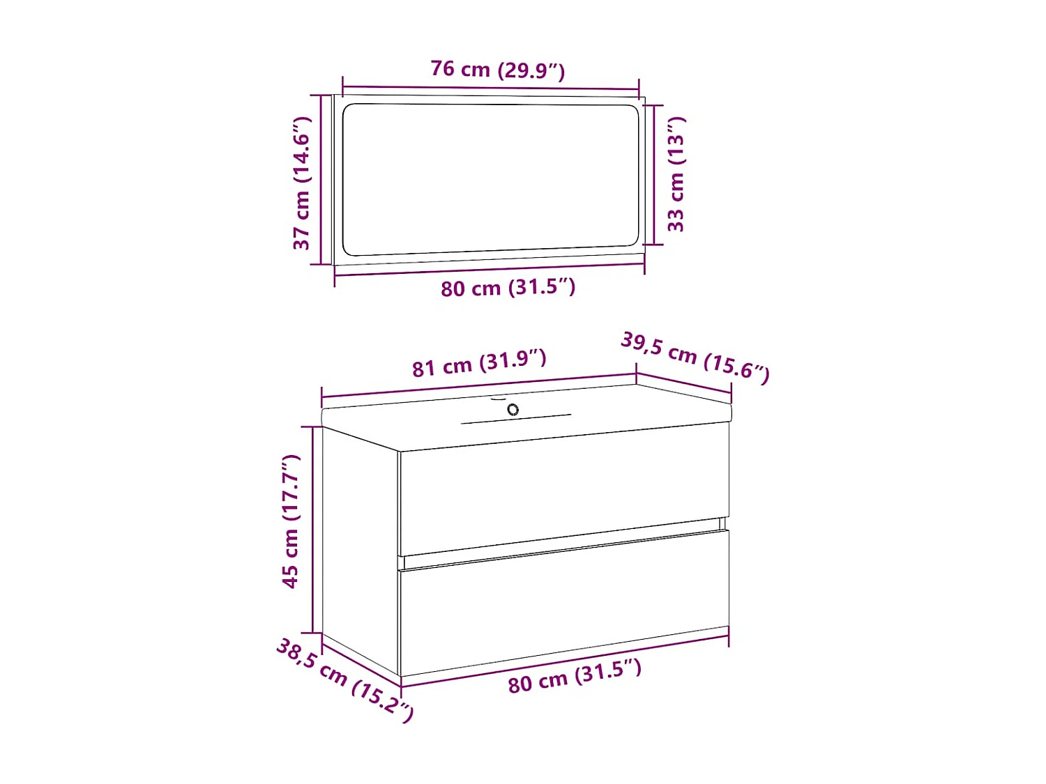 Ensemble de meubles de salle de bain 3 pcs gris béton