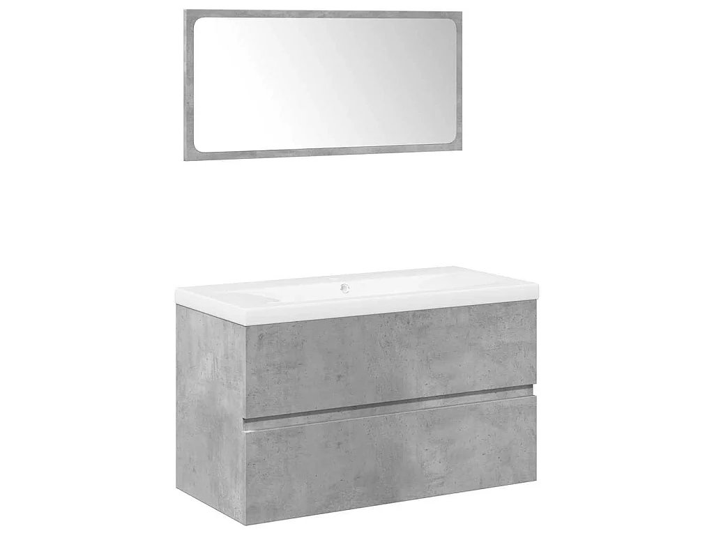 Ensemble de meubles de salle de bain 3 pcs gris béton