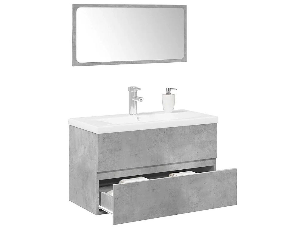 Ensemble de meubles de salle de bain 3 pcs gris béton