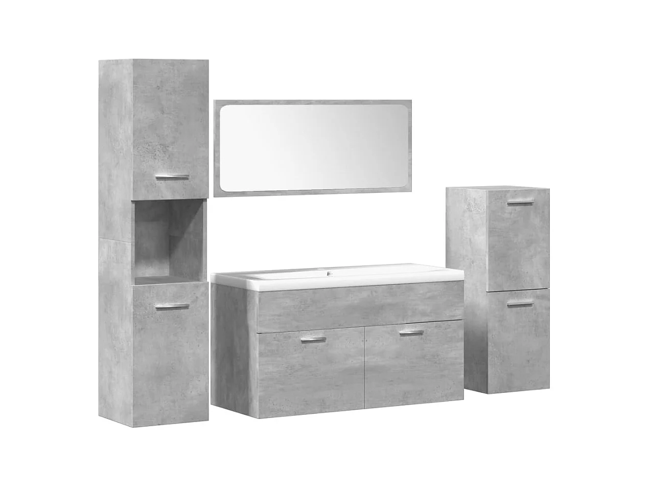5-delige Badkamermeubelset bewerkt hout betongrijs