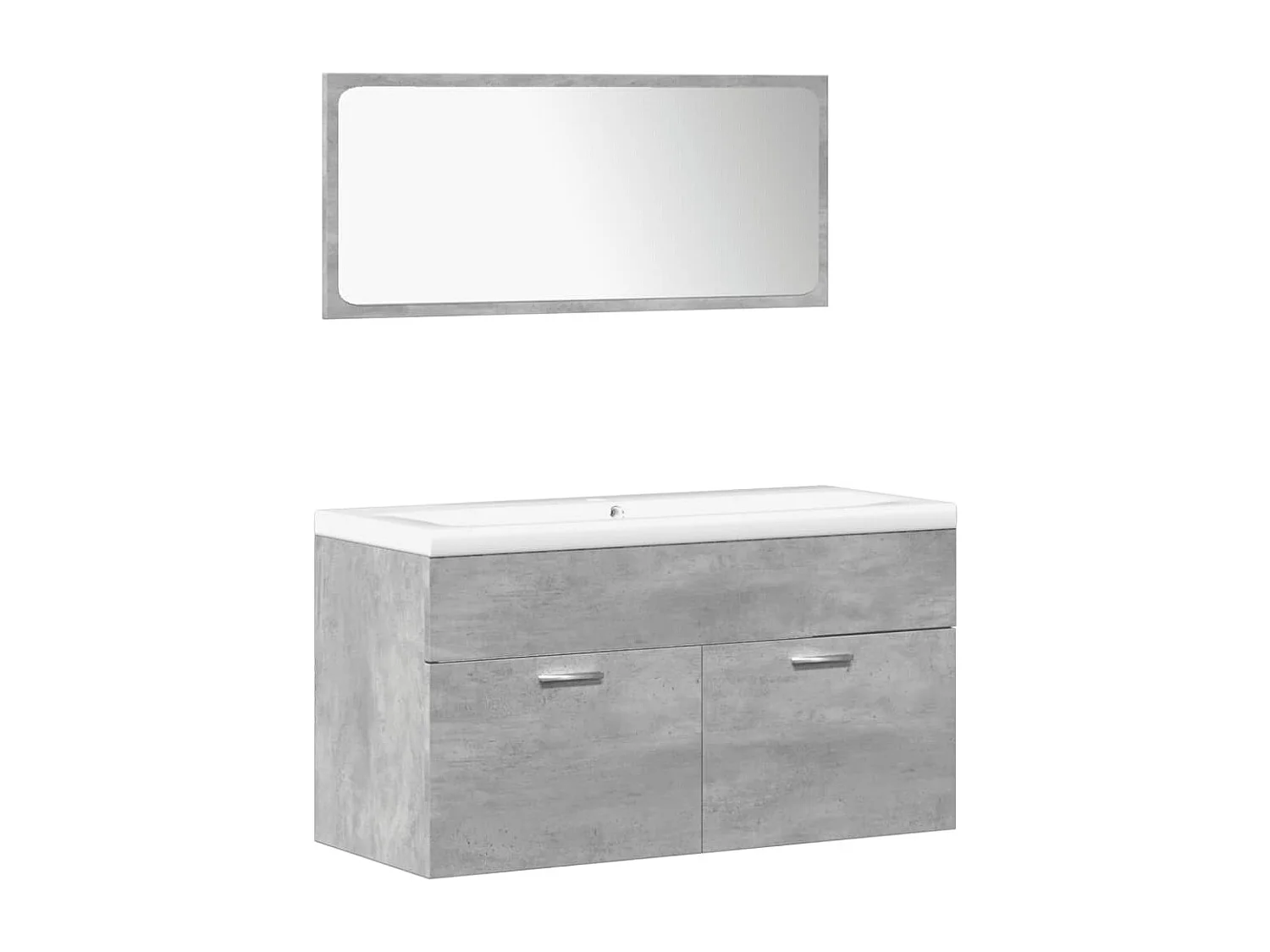 Set Mobili da Bagno 5 pz Grigio Cemento in Legno Multistrato