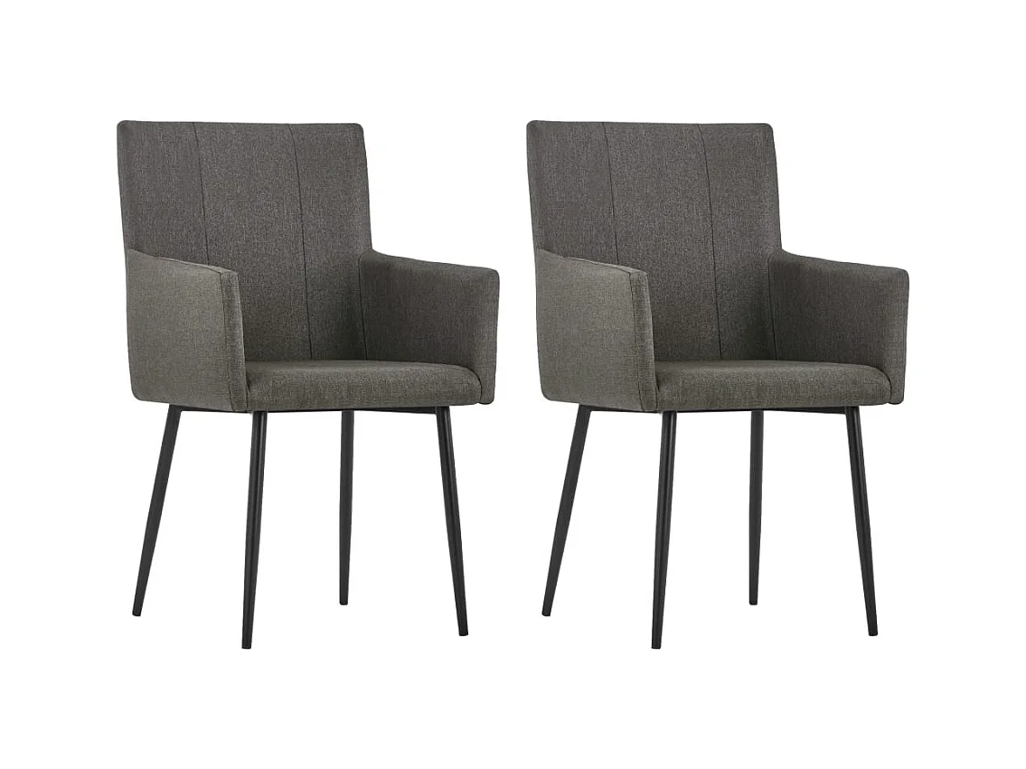 Chaises à manger et accoudoirs lot de 2 taupe tissu