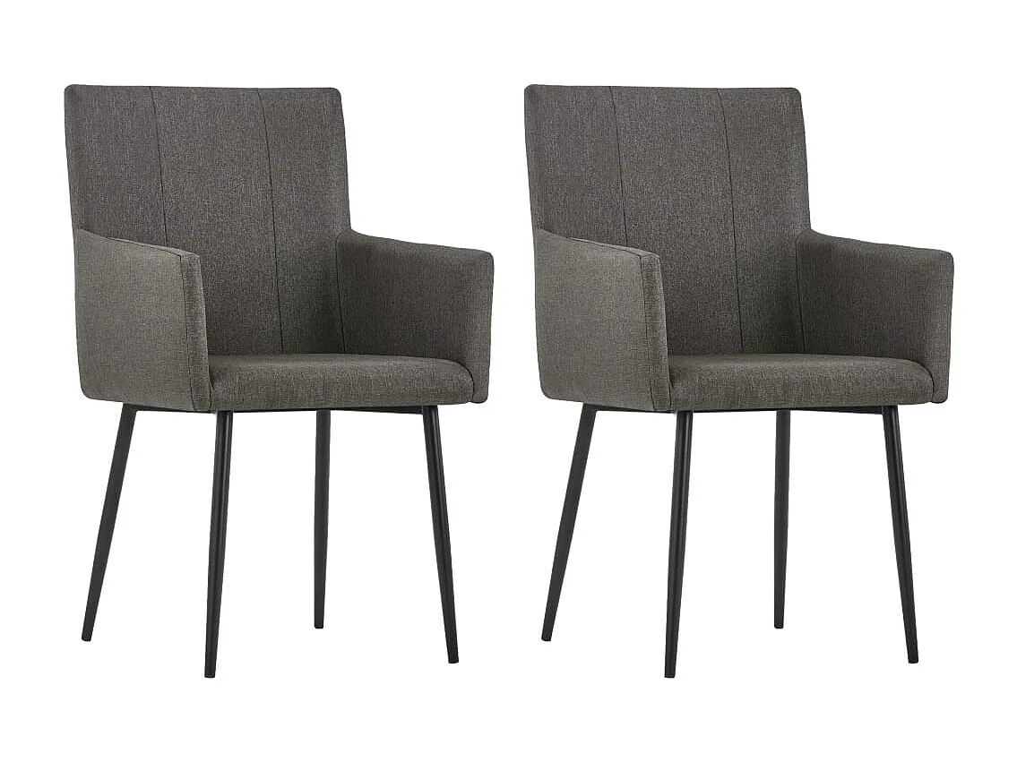 Chaises à manger et accoudoirs lot de 2 taupe tissu