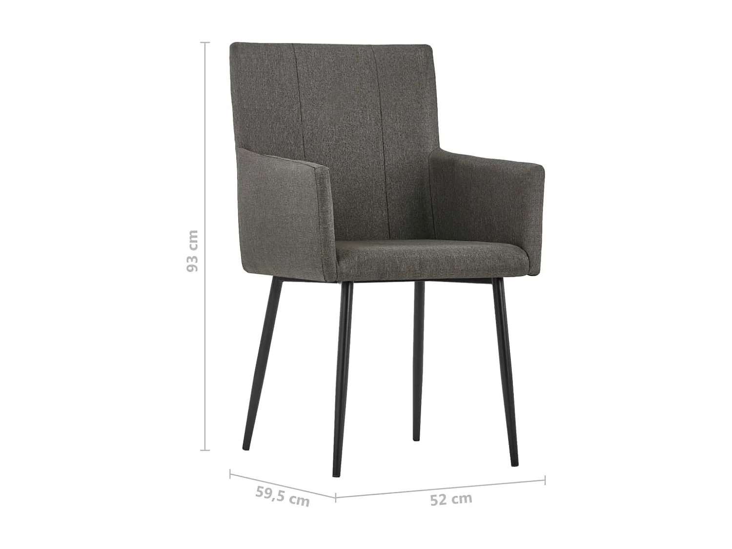 Chaises à manger et accoudoirs lot de 2 taupe tissu