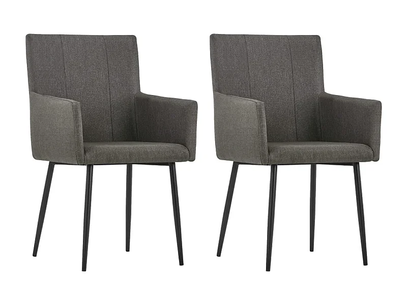 Chaises à manger et accoudoirs lot de 2 taupe tissu