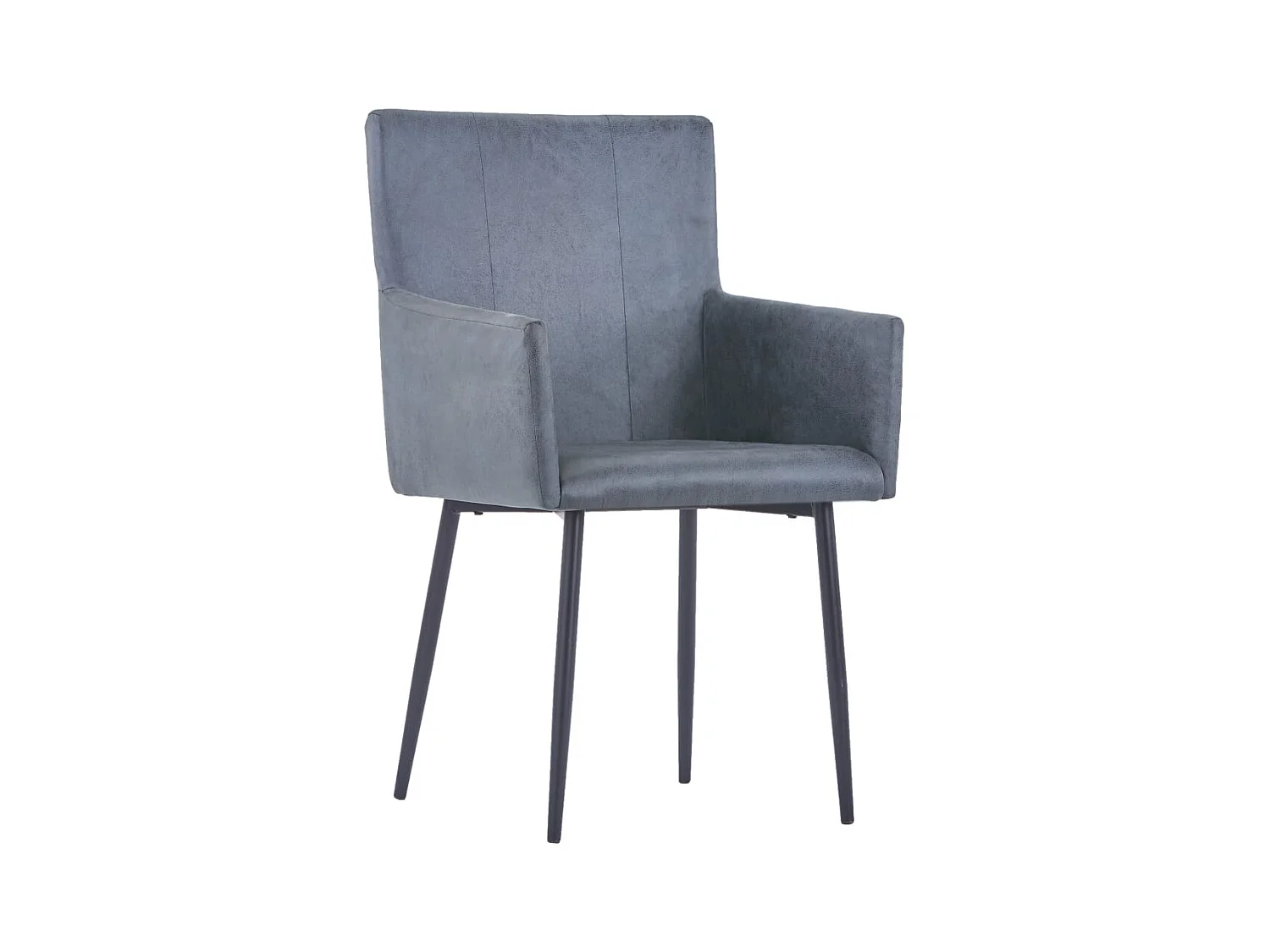 Esszimmerstühle mit Armlehnen 2 Stk. Grau Wildleder-Optik