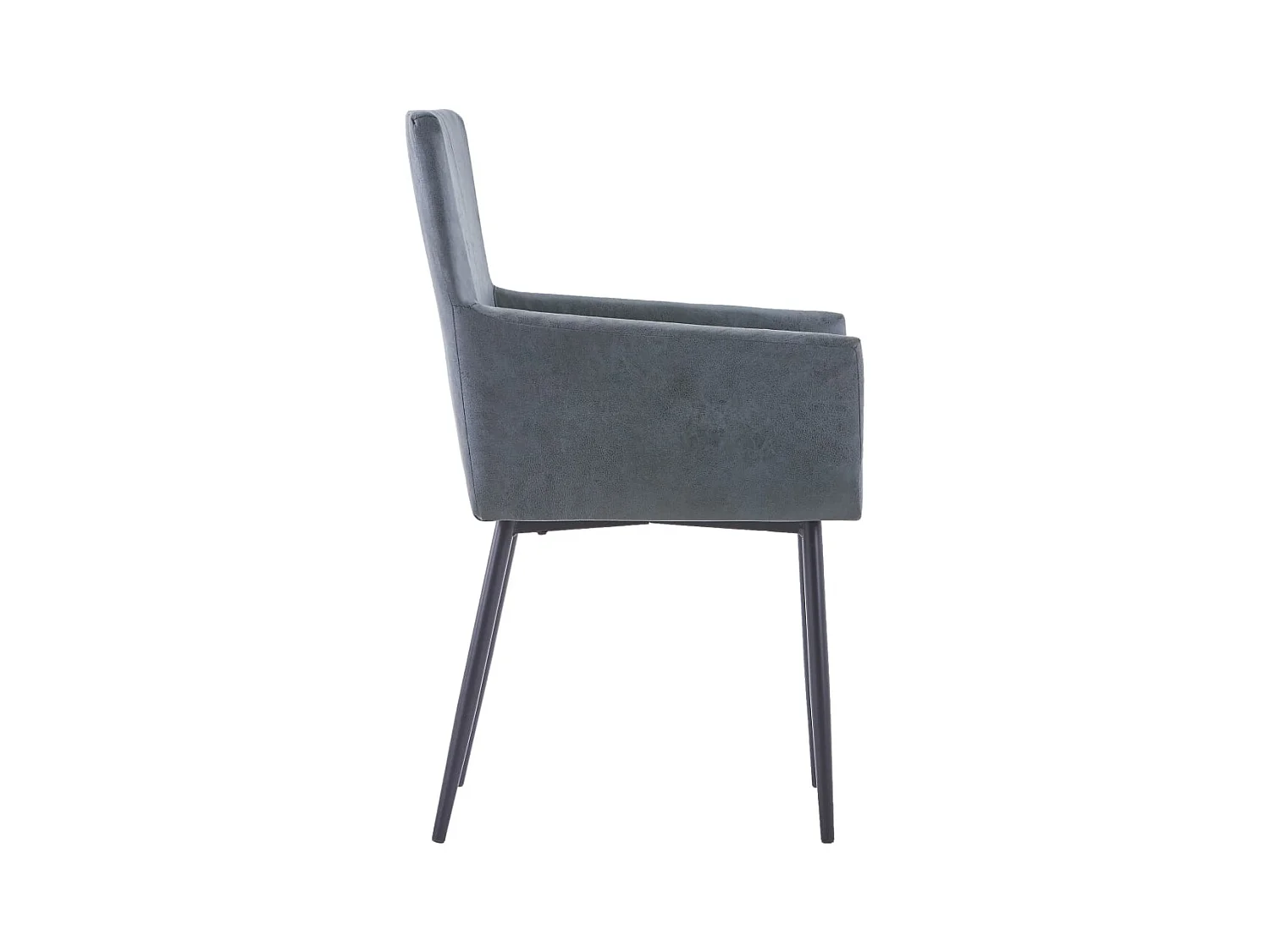 Esszimmerstühle mit Armlehnen 2 Stk. Grau Wildleder-Optik