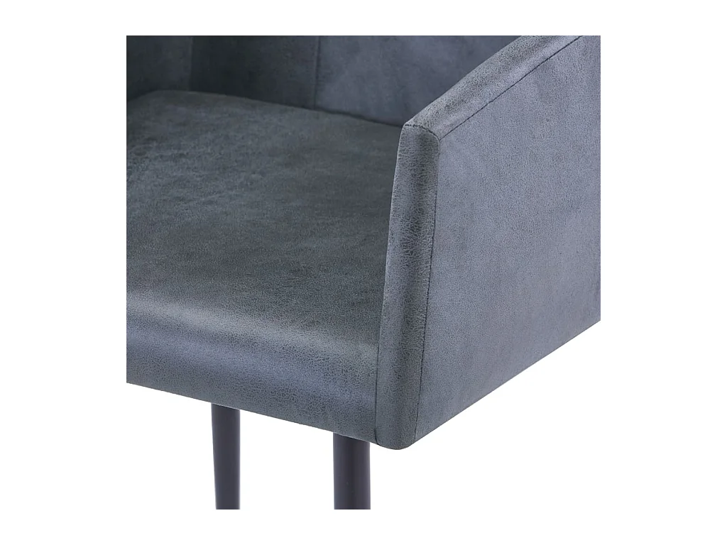 Esszimmerstühle mit Armlehnen 2 Stk. Grau Wildleder-Optik