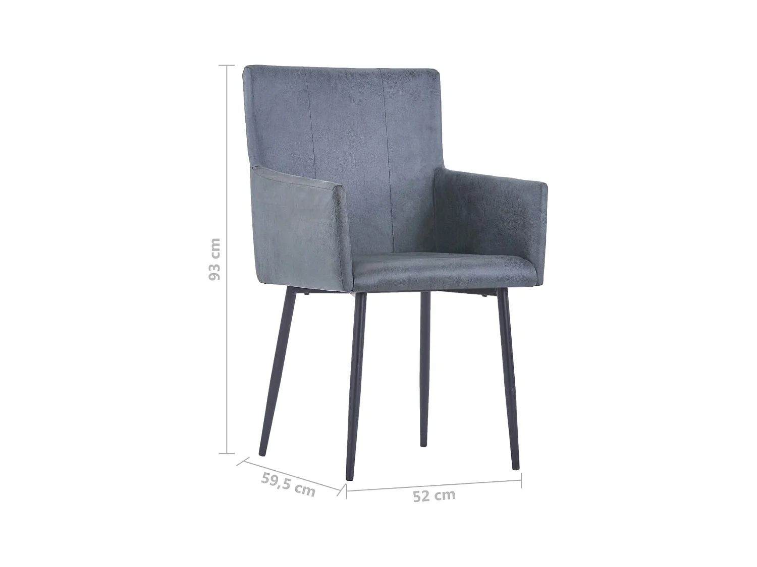 Esszimmerstühle mit Armlehnen 2 Stk. Grau Wildleder-Optik