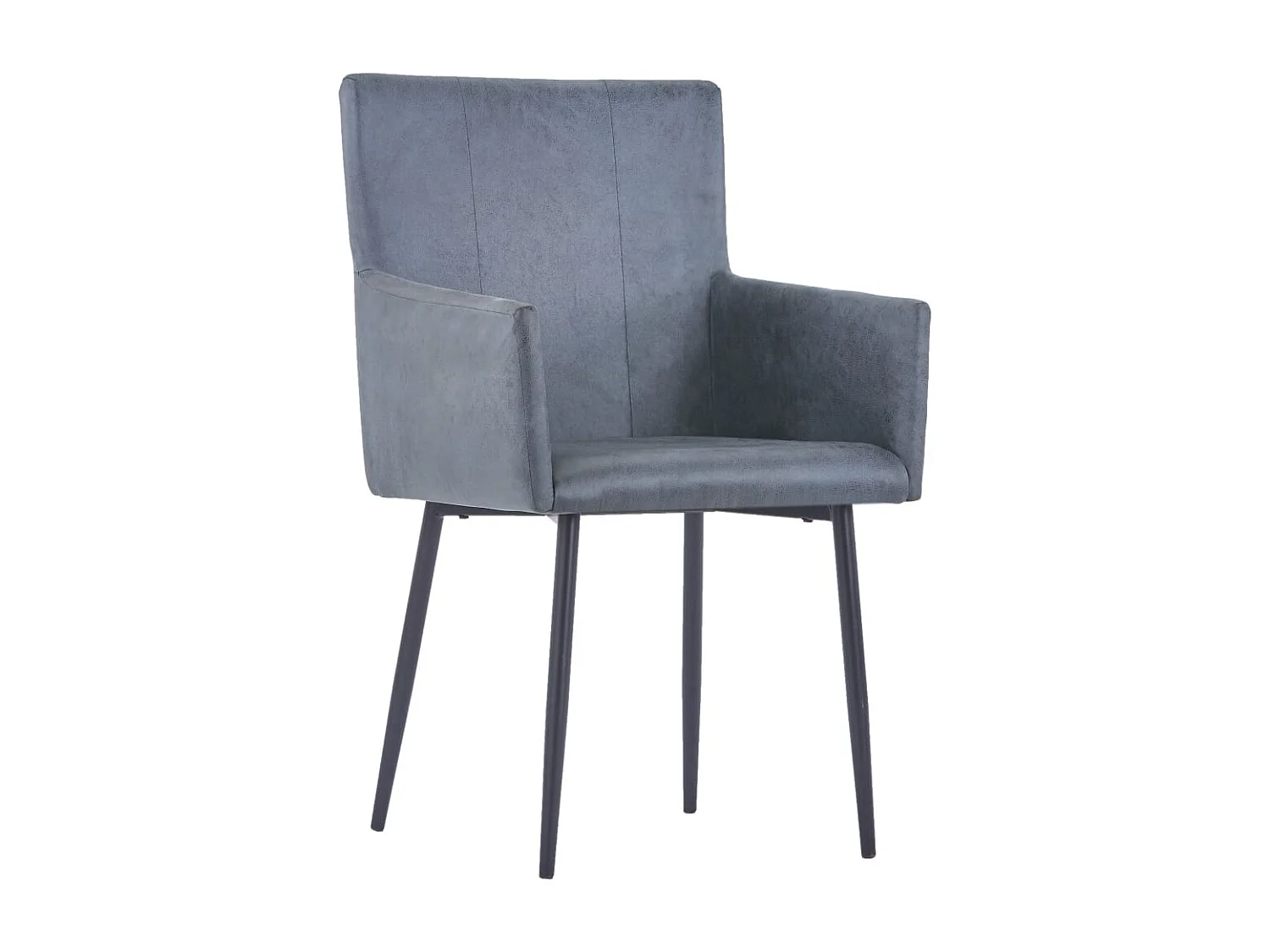 Chaises à manger et accoudoirs lot de 2 gris similicuir daim