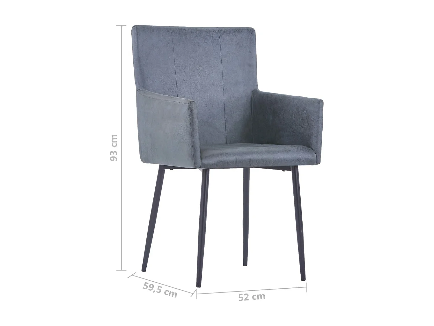 Chaises à manger et accoudoirs lot de 2 gris similicuir daim