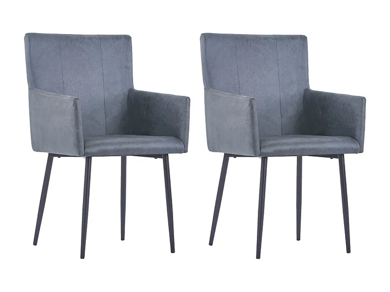 Chaises à manger et accoudoirs lot de 2 gris similicuir daim