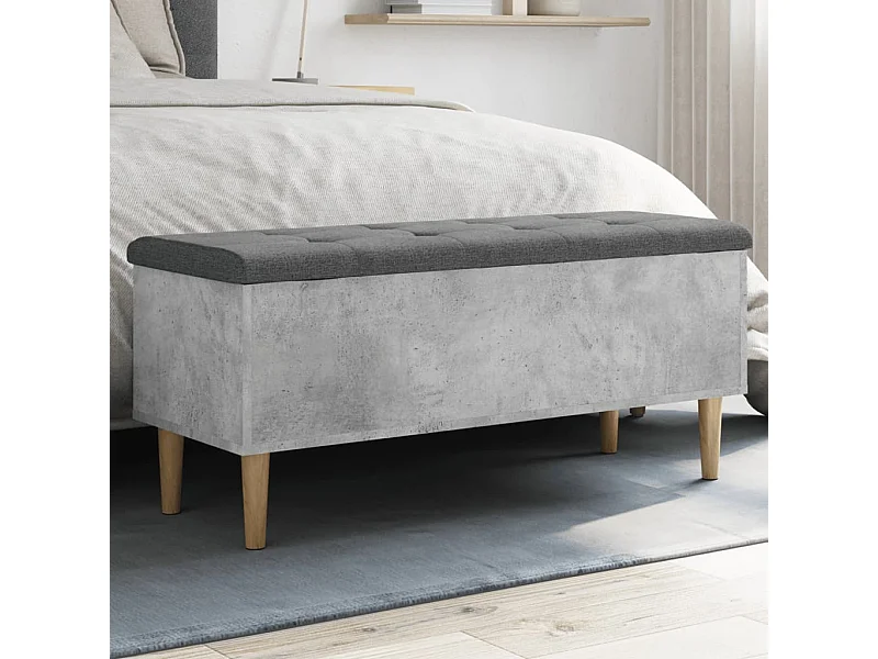 Banc de rangement gris béton 102x42x46 cm bois d'ingénierie