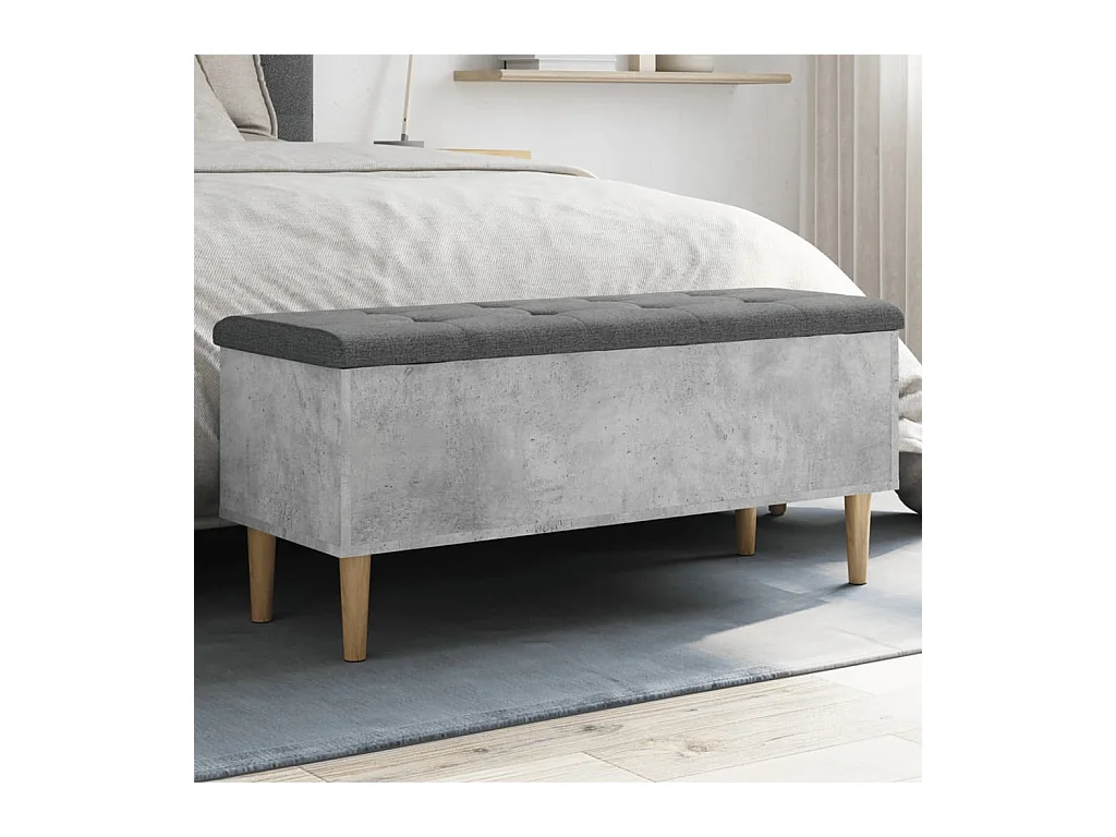 Banc de rangement gris béton 102x42x46 cm bois d'ingénierie