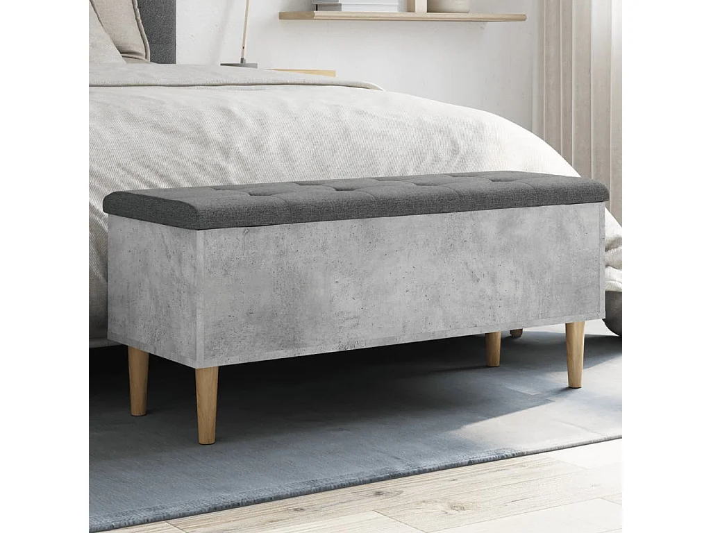 Banc de rangement gris béton 102x42x46 cm bois d'ingénierie
