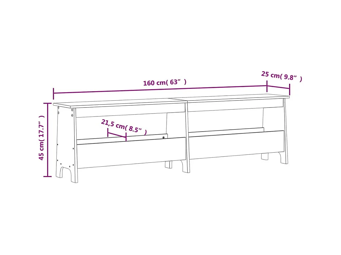 Banc d'entrée blanc 160x28x45 cm bois de pin massif