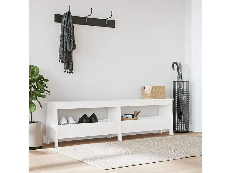 Banc d'entrée blanc 160x28x45 cm bois de pin massif