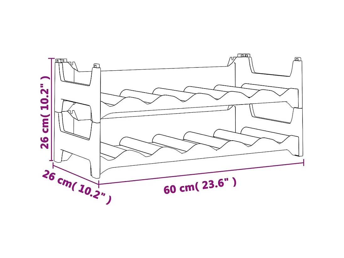 Casier à vin pour 12 bouteilles PP empilable