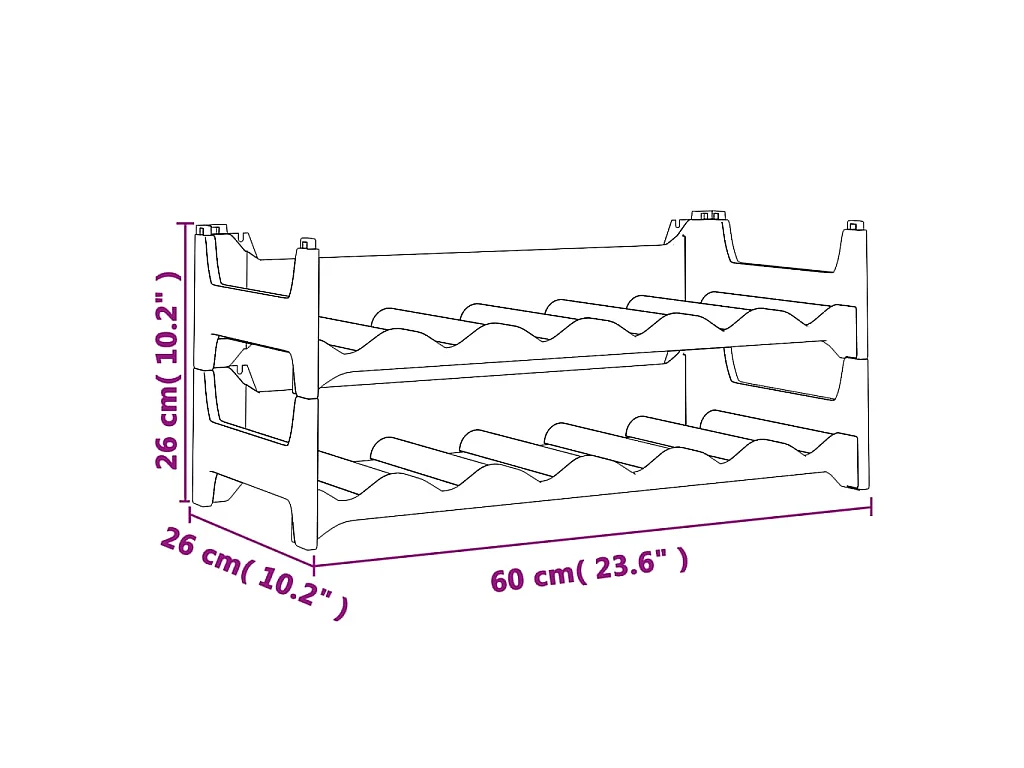 Casier à vin pour 12 bouteilles PP empilable