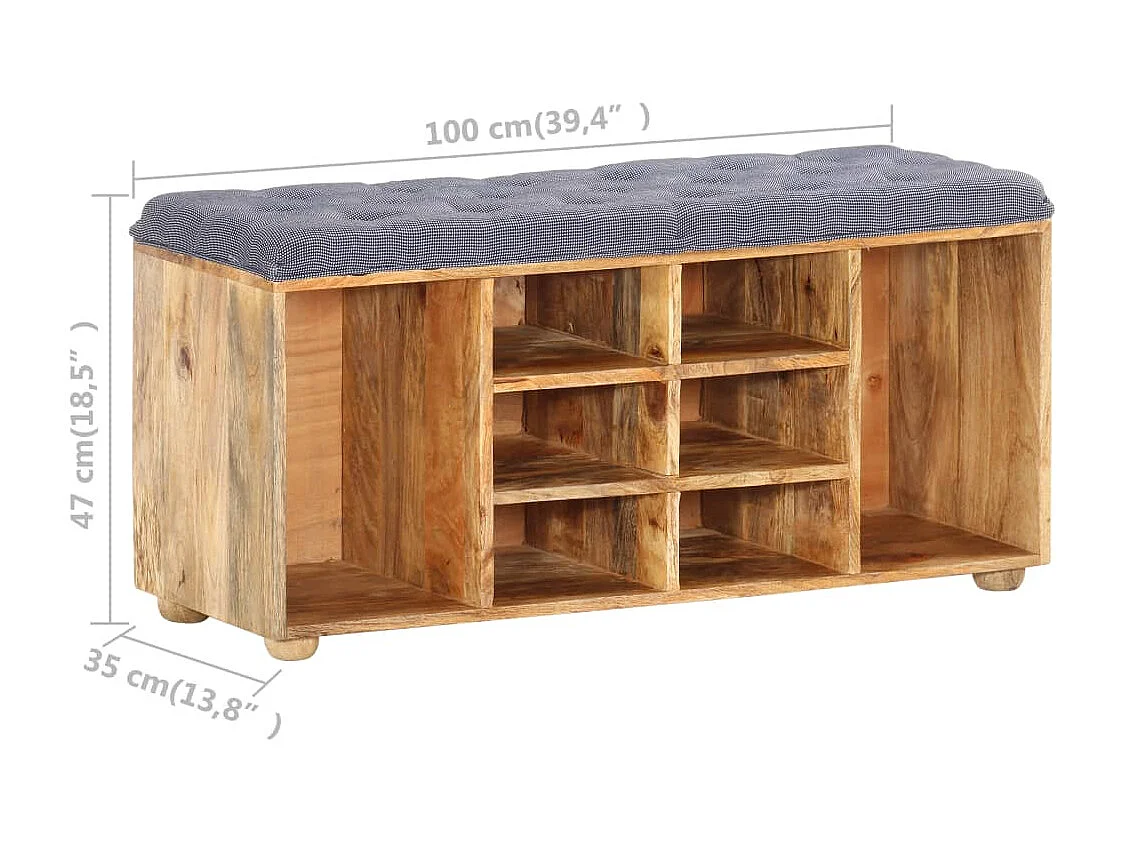 Halbankje 100x35x47 cm massief mangohout