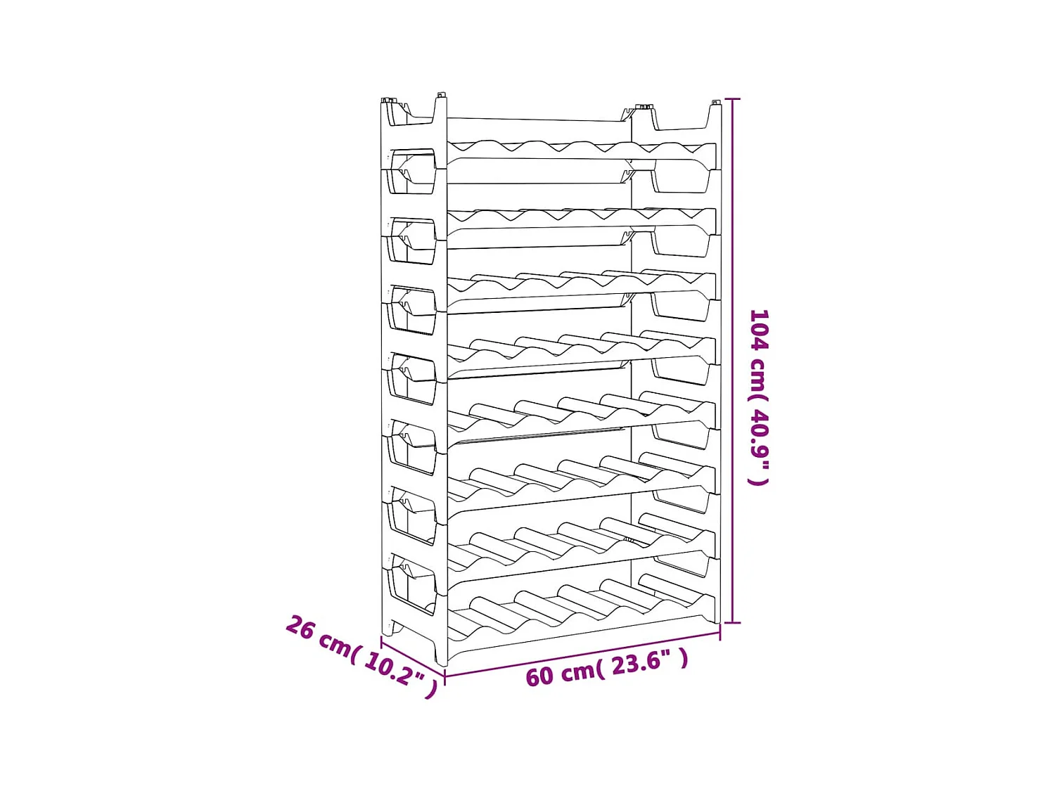 Casier à vin pour 48 bouteilles PP empilable