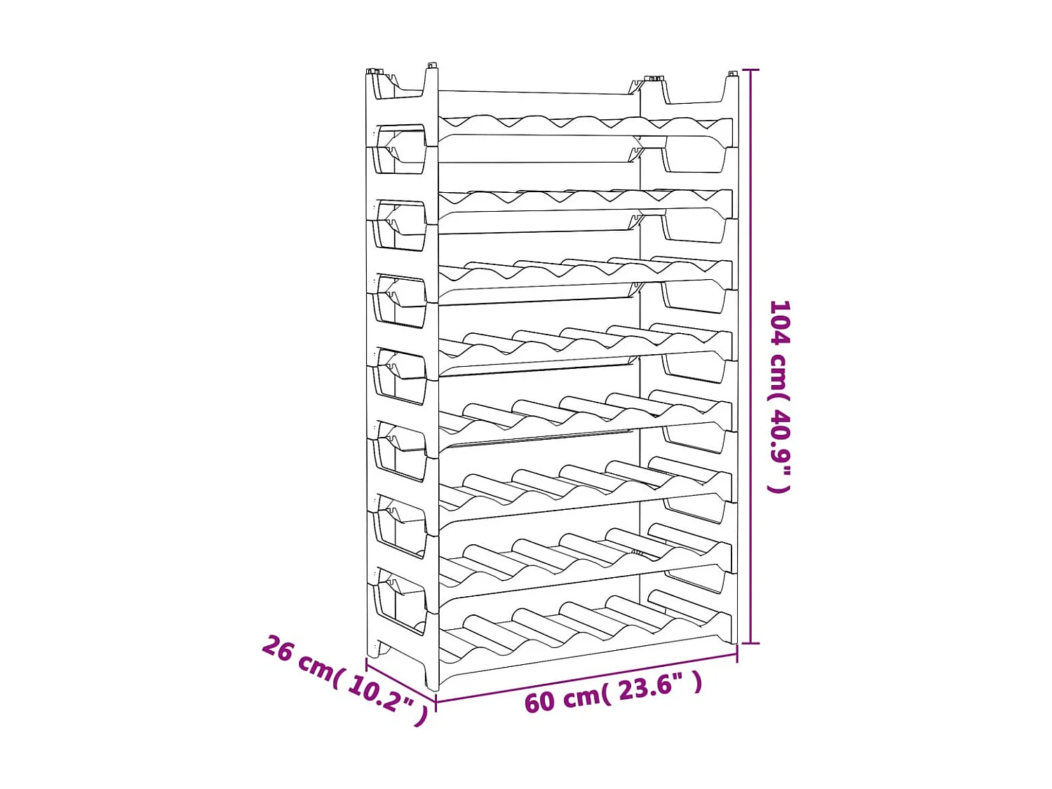 Weinregal für 48 Flaschen PP Stapelbar