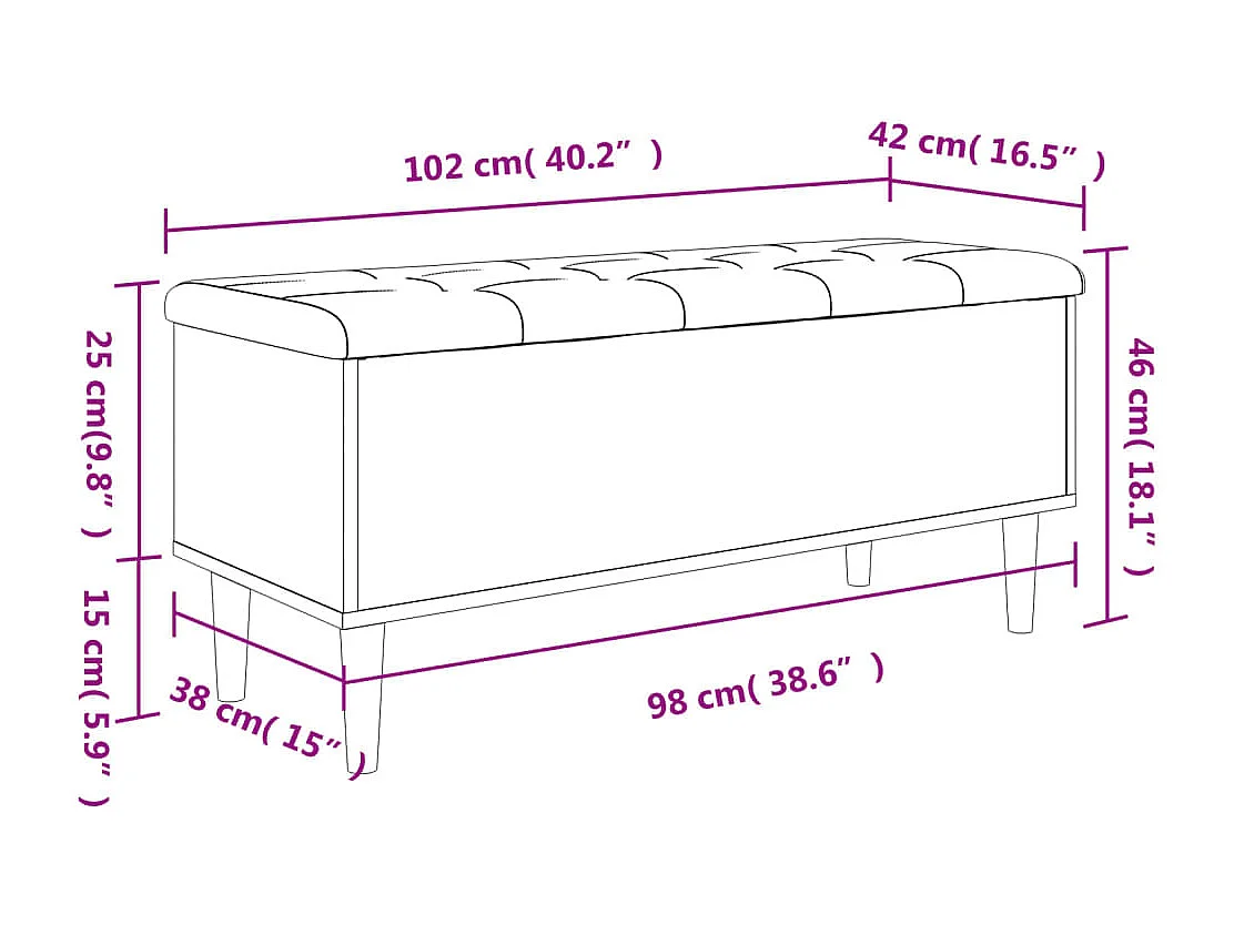 Panca Portaoggetti Rovere Fumo 102x42x46 cm Legno Multistrato
