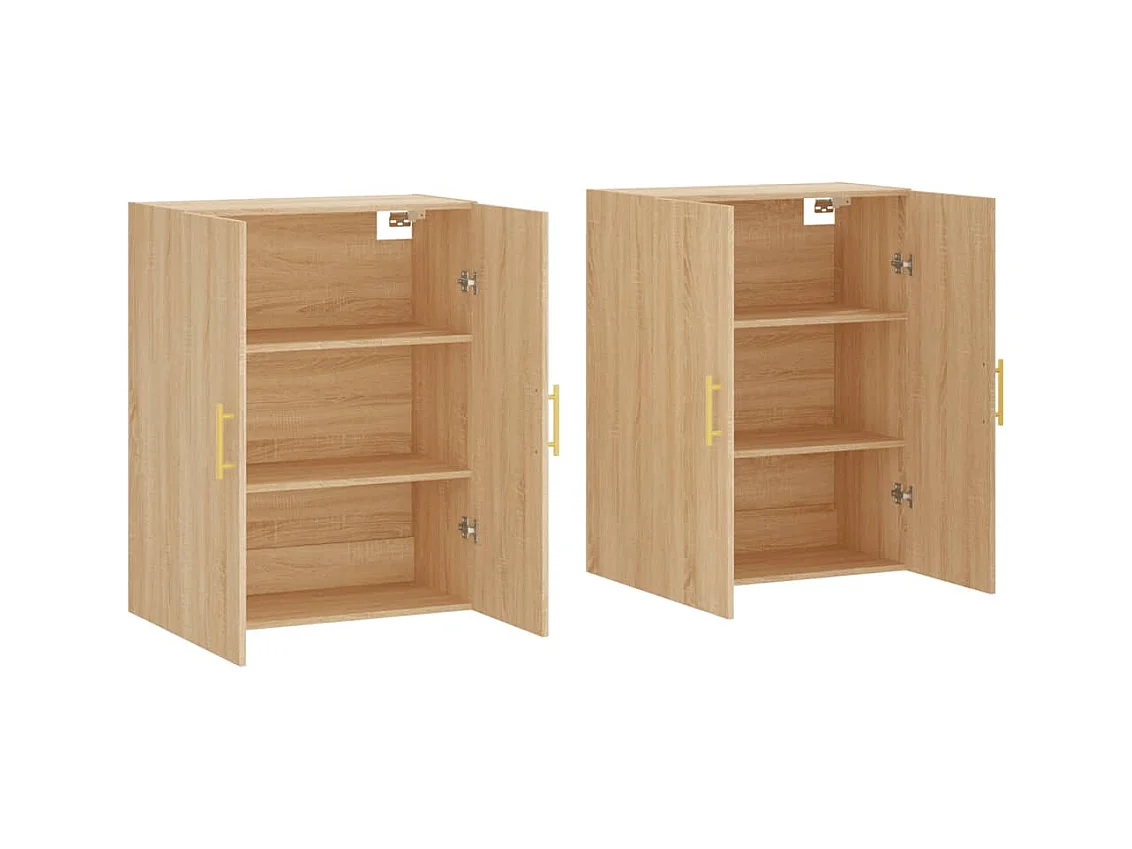 Armoires murales 2 pcs chêne sonoma 69,5x34x90 cm