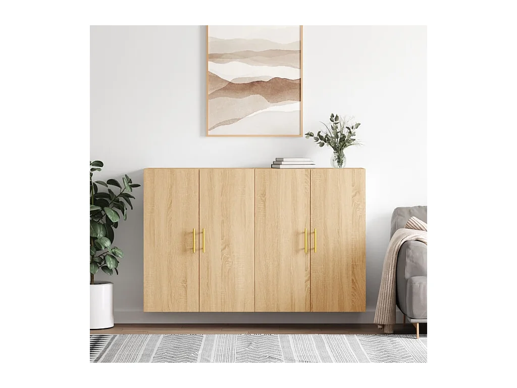 Armoires murales 2 pcs chêne sonoma 69,5x34x90 cm