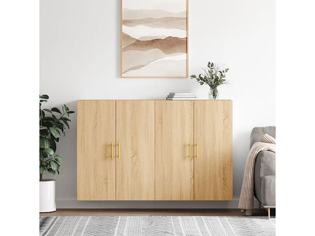 Hangkasten 2 st 69,5x34x90 cm sonoma eikenkleurig