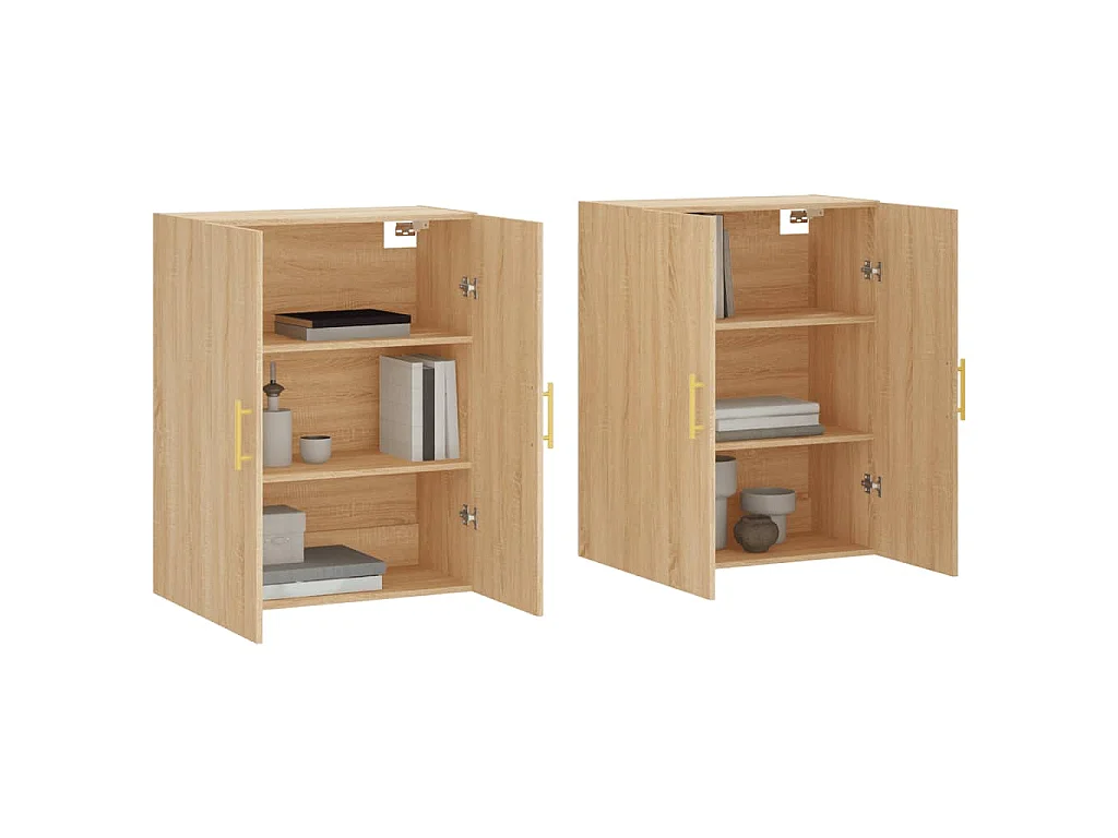 Hangkasten 2 st 69,5x34x90 cm sonoma eikenkleurig