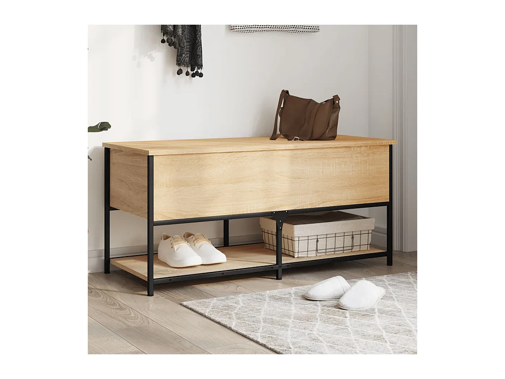 Banc de rangement chêne sonoma 100x42,5x47 cm bois d'ingénierie