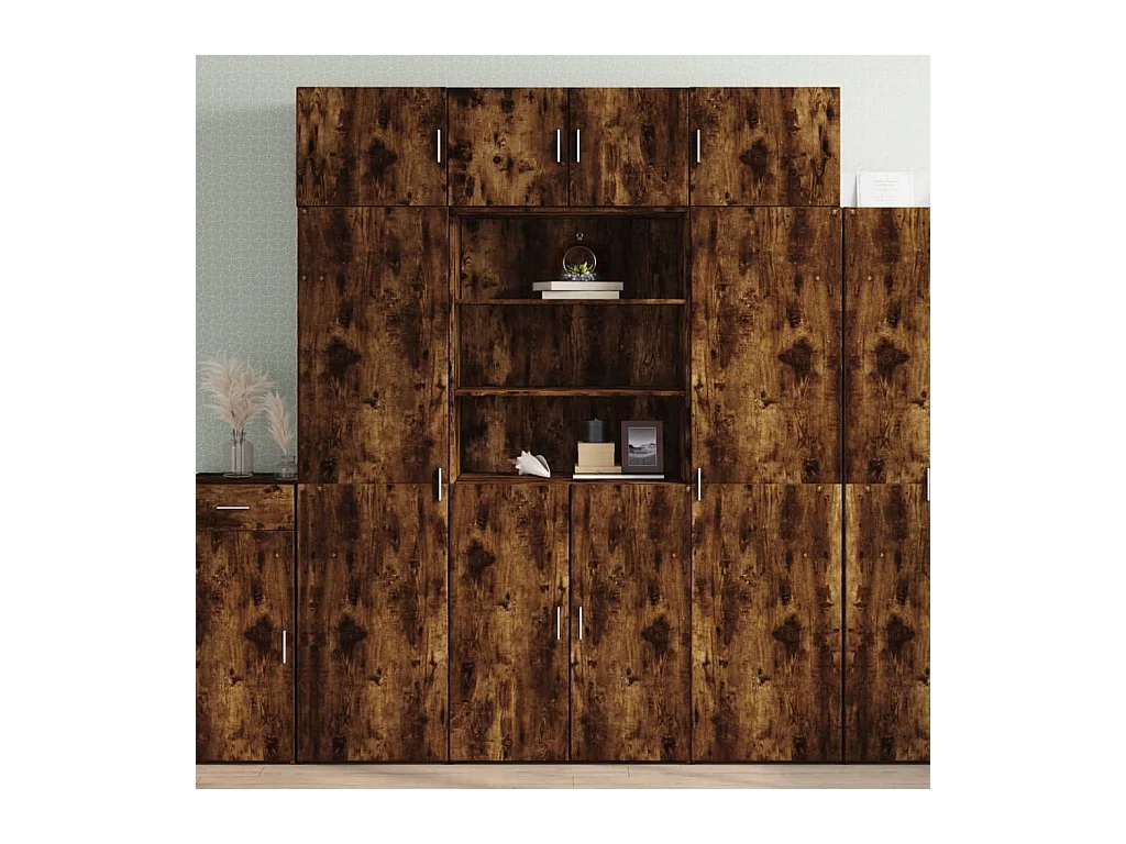 Armoire de rangement chêne fumé 80x42,5x225cm bois d'ingénierie