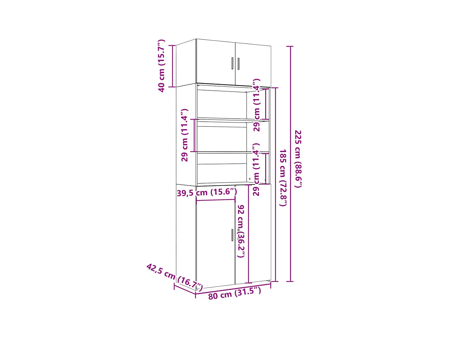 Armoire de rangement chêne fumé 80x42,5x225cm bois d'ingénierie
