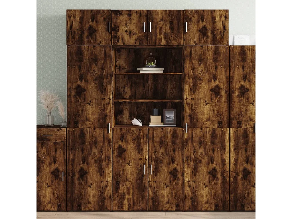 Armoire de rangement chêne fumé 80x42,5x225cm bois d'ingénierie