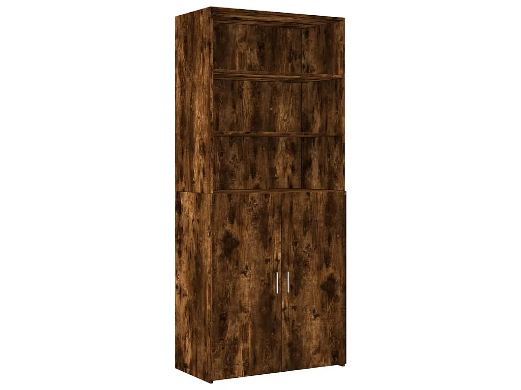 Armoire de rangement chêne fumé 80x42,5x225cm bois d'ingénierie