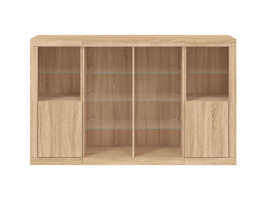 Buffets avec lumières LED 3 pcs chêne sonoma bois d'ingénierie