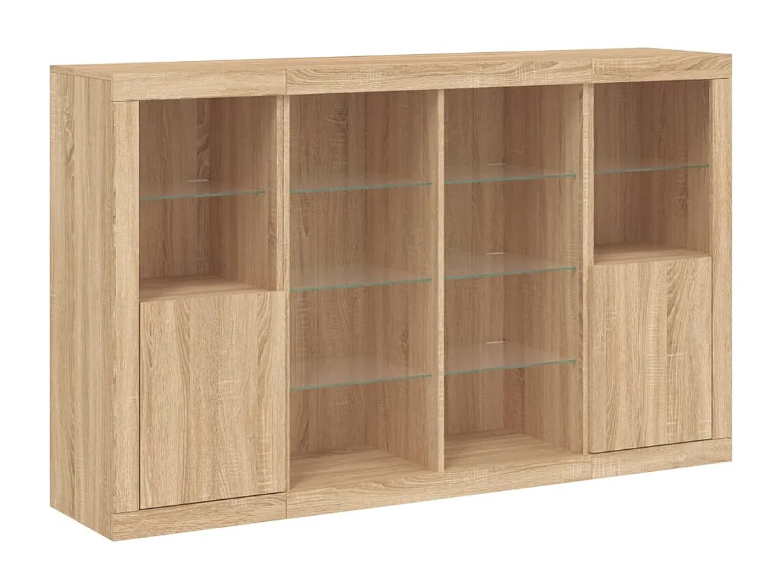 Sideboards mit LED-Leuchten 3 Stk. Sonoma-Eiche Holzwerkstoff
