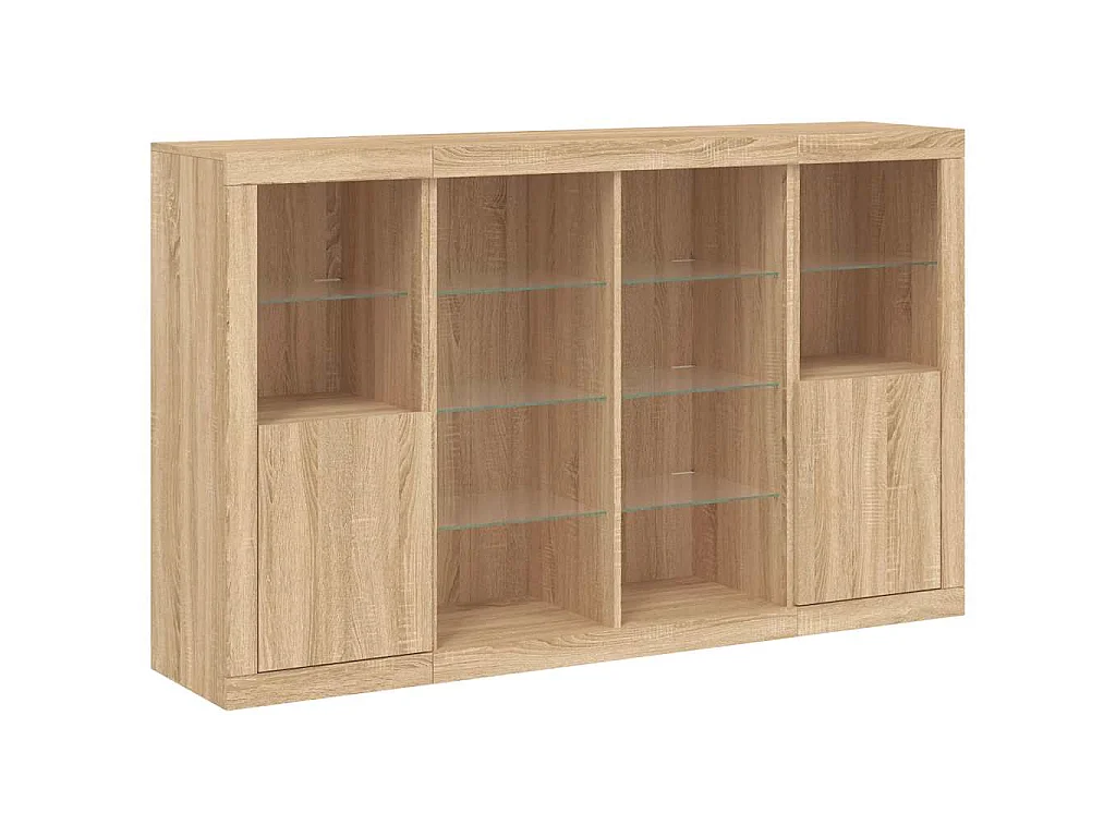 Buffets avec lumières LED 3 pcs chêne sonoma bois d'ingénierie