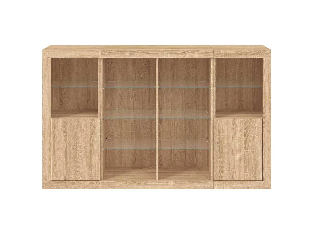 Buffets avec lumières LED 3 pcs chêne sonoma bois d'ingénierie