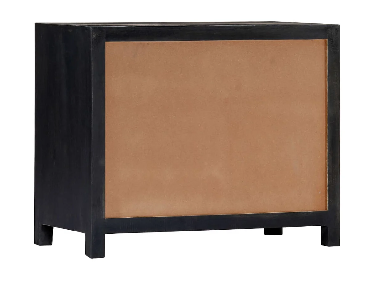 Beistellschrank Handgeschnitzt Grau 75x35x60cm Massivholz Mango