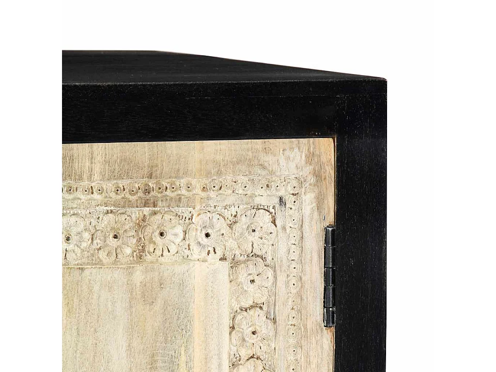 Table d'appoint sculptée à la main Gris 75x35x60 cm Manguier
