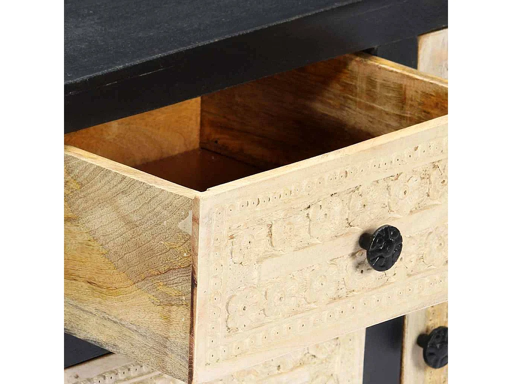 Table d'appoint sculptée à la main Gris 75x35x60 cm Manguier