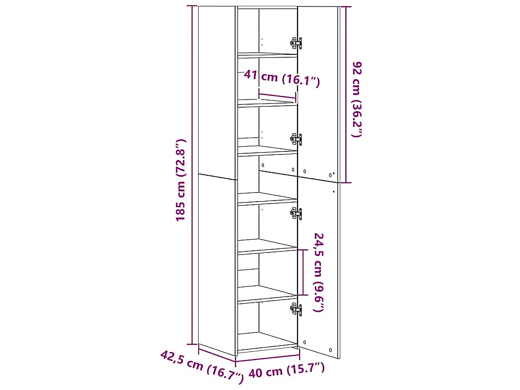 Haut Armoire Chêne artisanal 40 x 42,5 x 185 cm