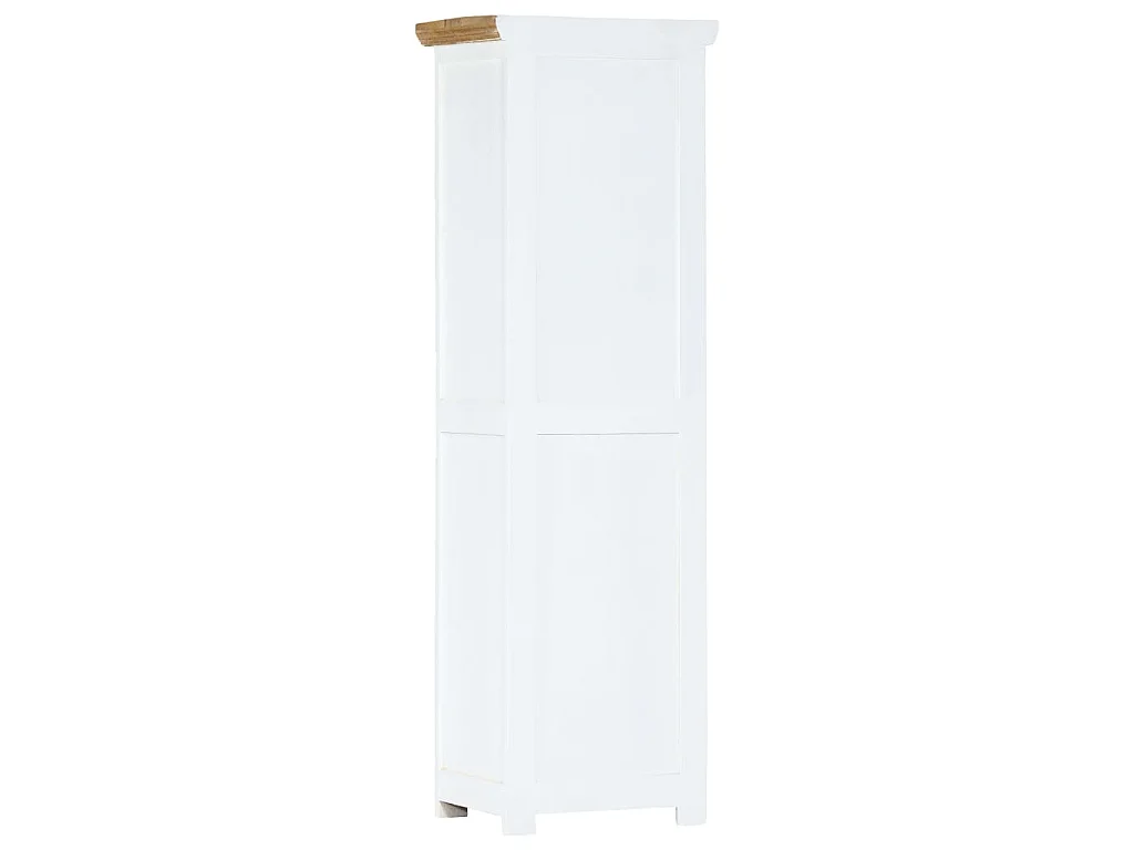 Aparador madera maciza mango rugosa blanco marrón 40x30x128 cm