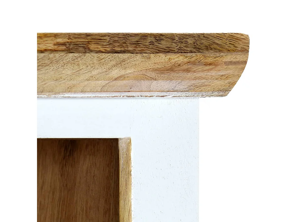 Aparador madera maciza mango rugosa blanco marrón 40x30x128 cm