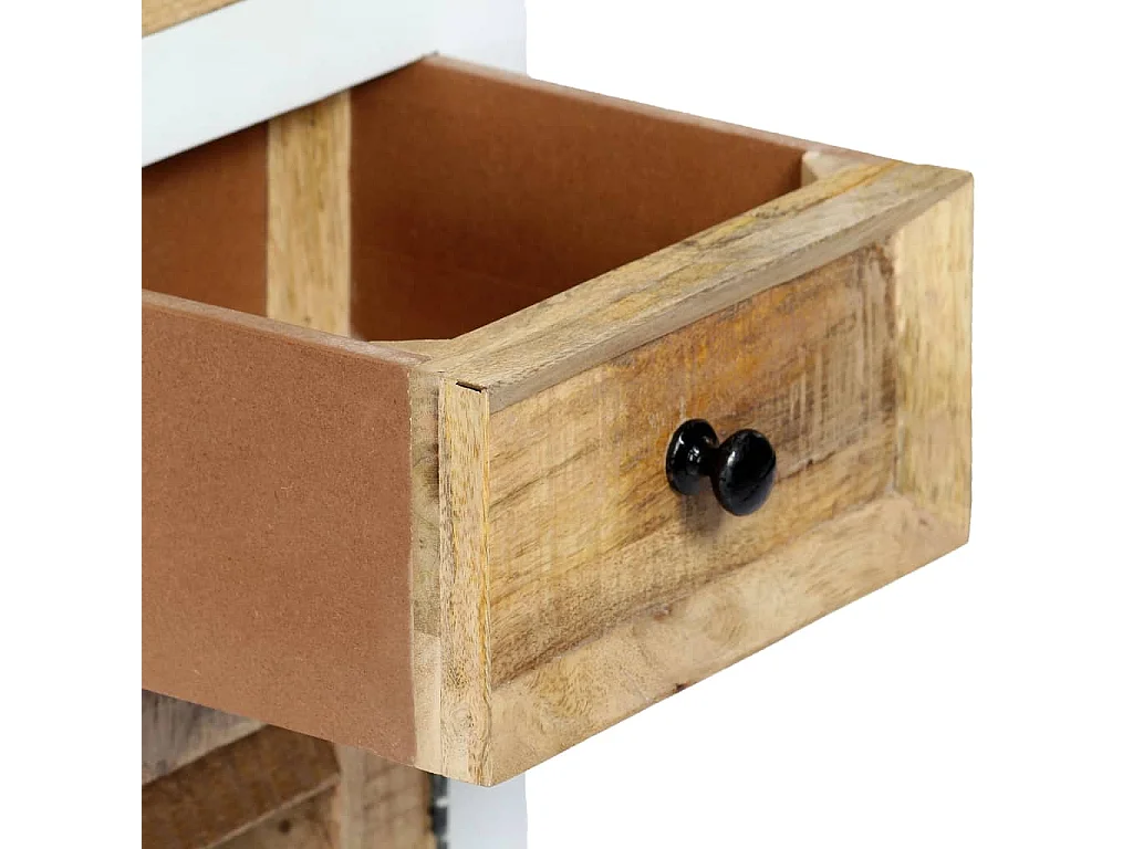 Aparador madera maciza mango rugosa blanco marrón 40x30x128 cm