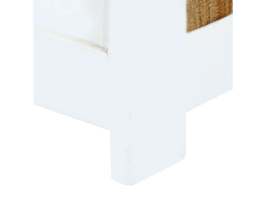Aparador madera maciza mango rugosa blanco marrón 40x30x128 cm